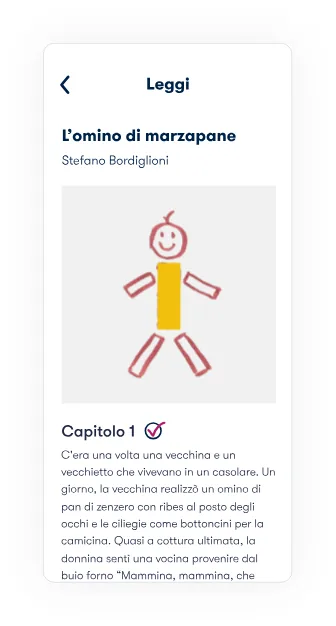 Reading a saved story, L'omino di marzapane, chapter one.